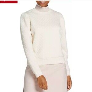 Women's Walter Hagen Clubhouse Quilted Crewneck Sweater Cream XL